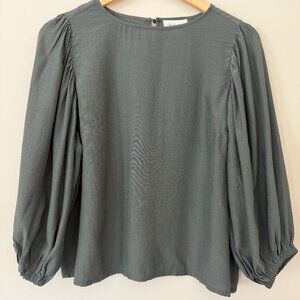 Bohme blouse Doen style NWT 3/4 sleeve  deep green cottagecore capsule wardrobe